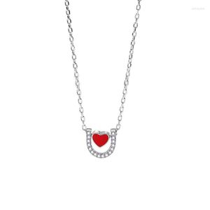 Chains S925 Sterling Silver Heart Shaped U-shaped Necklace Korean Edition Simple Fashion Small Versatile Pendant
