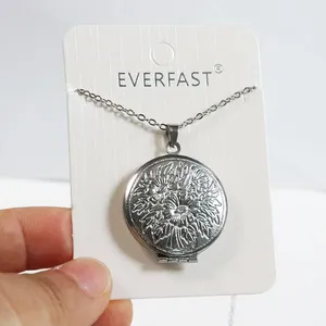 Everfast 10pc/Los graviertes Lotus Blumen -Daisy Locket Edelstahl Anhänger Foto Rahmen Halsketten Nautical Memorial Schmuck Geschenk für Frauen Kinder SN124