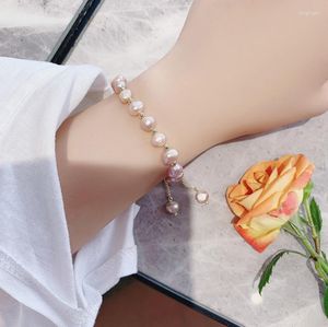 Strand Baroque Freshwater Pearl Bracelet Women's Ins Niche Design Simple Temperament Light Luxury Imitation Bracelet.