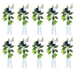 Dekorative Blumen 10pcs Blau Hochzeitsstuhl Blumendekoration Künstliche Arrangement für Partysitze zurück -Gang Pew Set Set