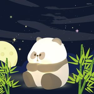 Night Lights Cartoon Panda Led Light Silicone Lamp Cute Animal Nightlight For Kids Bedside Bedroom Living Room Decorative