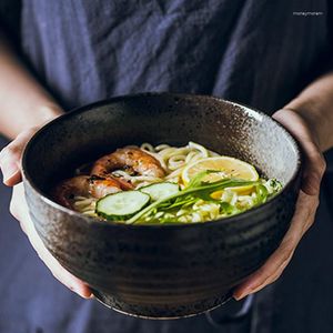 그릇 Fancity High-Footed Noodle Bowl 세라믹 수프라면 창조적 인 다크 플레이트 테이블 일반 대형 일본어