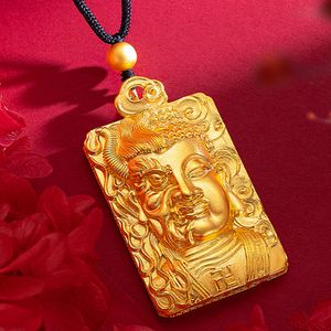 Men Women's Pendant Chain Good and Evil Buddha Pendant 18k Gold Color Traditional Jewelry Gift