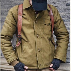 Herrjackor män amikaji a2 däck jacka retro kashmir fleece tjockare labb lamm hårrock avslappnad mode vinter multi-pocket outwear