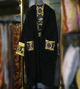 Męskie damskie szaty domowe kołnierz kołnierz bawełniany miękki puszysty projektanta marki luksus vintage bączki piżamie unisex miłośnicy Dres nocne suknia ciepła