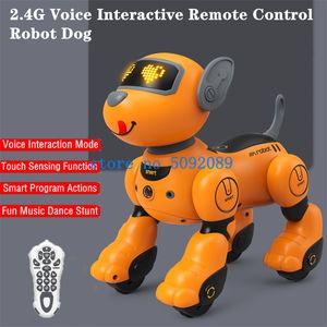 ElectricRC Animals 24g DIY Programmering Multifunktionell smart RC Robot Dog 3D Rotera röstinteraktion Touch Sensing Light Fjärrkontroll Stunt 230812