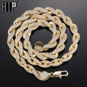 Хип -хоп 8 мм Блинг Ааа кубический цирконий веревочный закрученный цепь заморозила роскошное ожерелье для мужчин Женщины Рэппер Ювелирные изделия