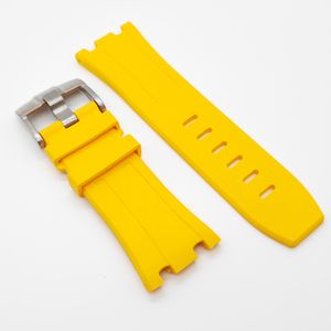 28 mm - alça de elástico amarelo de 24 mm para AP Royal Oak Offshore 42 mm relógio