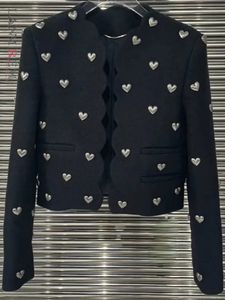 レディースジャケットランレム長袖ジャケット女性vネックブラックカラーシックなジャケット女性ストリートウェアファッショントップスプリング2R2279 230812