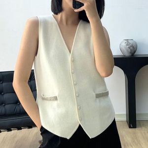 Women's Vests Women Sweater 2023 Early Autumn Sleeveless Cardigan Cashmere V-neck Knitted Vest