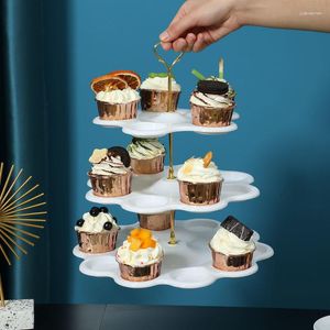 Teller 4 Stile 3-layer Kuchenständer Geschirr Cupcake Plastik-Süßigkeiten Wohnzimmer Haus Obstteller kreativer moderner Korb