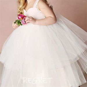 Girl Dresses White Ball Gown Flower Dress Kids Birthday Sleeveless Princess Sweetheart Ankle Length Wedding Lace Besch Prom 2023