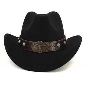 Western Cowboy Hat for Women Men Winter Autumn Jazz Cowgirl Cloche Sombrero Caps filt Fedoras Sun Cap