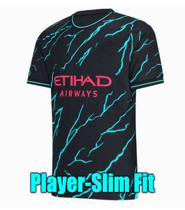 22 23 24 Haaland Soccer Jerseys Grealish Mans Cities Mahrez Fans PlayerバージョンDe Bruyne Foden 2024 2023フットボールトップスシャツキッズキットセット674