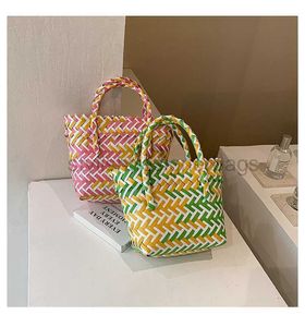 Beach Bags Plastic Woven Vegetable Basket Handheld Women's Bag Beach Bag 2023 New Summer Fashion Versatile Bucket Bag Woven Bagstylishdesignerbags