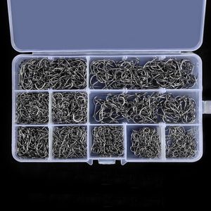 Fishing Hooks Aorace 100-400pc/Box 3#-12# Carp Fishing Hooks Fly Fishhook High Carbon Steel Circle Fishhook Jig Barbed Pesca Fishing Hook Set 230812