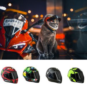 Trajes de gatos atuban pequenos animais de estimação capacete gato cachorro cachorro mini capacetes de face completa capacete de motocicleta