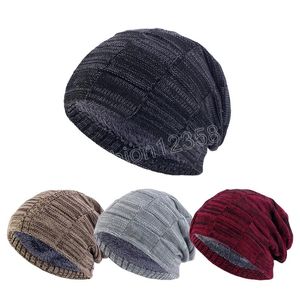 Vinter stickad baggy beanie hatt för män päls linning tjock varm skidslock mössa motorhuven unisex utomhus skallies beanie casual hattar