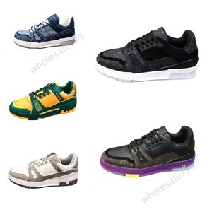 Männer Designer-Bewegung Freizeitschuh Echtes Leder Schnürung Druck Mode klassische Sport-Laufschuhe Sneaker Figuren Schwarz blau braun Größe 38-46