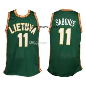 #11 Arvydas Sabonis Team Lietuva Lithuania Retro Classic Basketball Jersey Mens Ed Custom Number and Name Koszulki