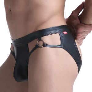 Briefs Panties Gay Men Underwear Jockstrap Mens Thongs And G Strings PU Leather Sexy Erotic Penis Men s String Homme 230812