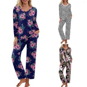 Kadın pijama çiçek baskısı çizgili pijama set kısa kollu üstler ve pantolon joggers kadınlar için tulum