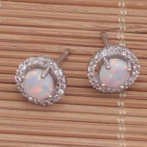 Dangle Earrings JLE1557 White Opal Round Ear Stud Ms. Jewelry Gift