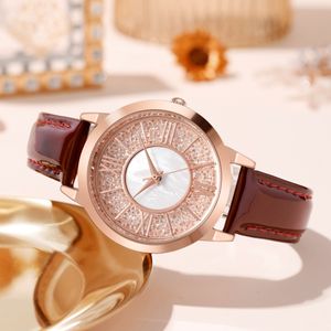 Женские часы, высококачественные роскошные водонепроницаемые кожаные часы с кварцевым аккумулятором ограниченной серии