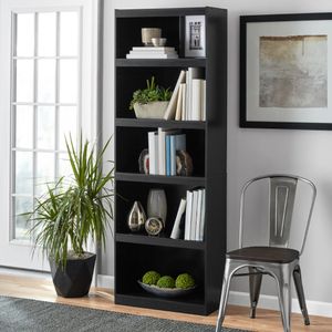 Speicherhalter Racks Hauptstützen gerahmt 5 Shelf Bücherregal True Black Oak Book Regal Wandregal für Raum 230812