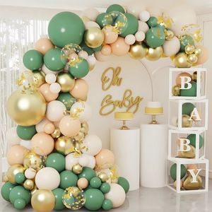 Other Event Party Supplies 115pcs Vintage Bean Green White Gold Balloon Garland Arch Kit Wedding Baloon Birthday Baby Shower Globos Confetti Latex Ballons 230812