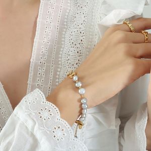 Link Armbänder Nische Schmuck Großhandel Preis Ins Koreanische Stil Besonderes Design Sinn Nase Süßwasserperlenarmband