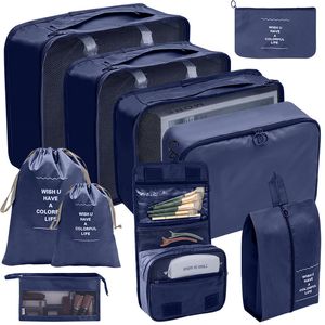 Aufbewahrungsboxen Bins 10pcs Reisetasche Set für Kleidung ordentlich ordentlicher Organisator Garderobe Koffer Beutel Gehäuse Schuhe Verpackung Würfel 230812