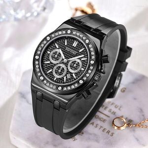 Wristwatches Luxury Women's Diamond Quartz Watch Fashion Calendar Silicone Strap Clock Luminous Waterproof Business Versatile Wristwatch