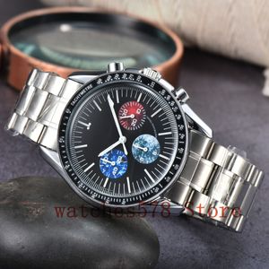 New Top Luxury Men's Six Needle Multifunction Timekeeping Quartz Wrist Watch Leather Band Calendar Function Watch