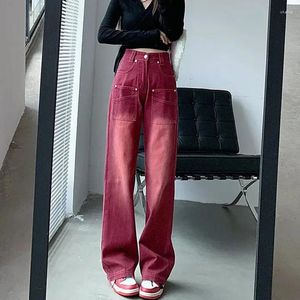 Женские джинсы Gidyq Vintage Women Korean All Match Streetwear Свободные джинсовые брюки Летни