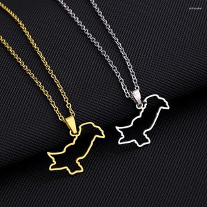 Pendant Necklaces European 18K Gold Plated 316L Stainless Steel Pakistan Necklace Hollow Map For Women And Men