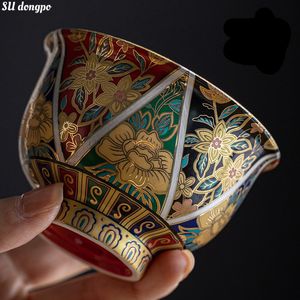 Tazze da tè smalto color oro maestro argento tazza in ceramica kungfu set cinese in campo retrò in stile buona fortuna bei regali 230812