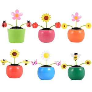 6pc bildekoration Solenergi Dancing Flower Swinging Animated Dancer Sunflower Car Funny Toy Ornaments Random249f