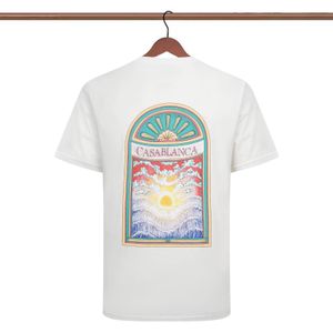 メンズTシャツ夏のカサブランカフロントシェルプリントバックインクペインティングアルファベットを緩める