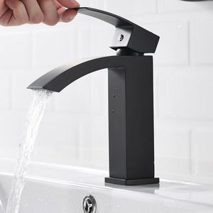 Black Basin Faucet Water Tap Bathroom Faucet Solid White Brass Cold & Hot Water Single Handle Water Sink Tap Mixer