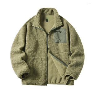 Jackets masculinos Meninos Lã de lã de vestuário de lã Plus Tamanho Men verde azul de manga longa de colarinho de colarinho de colarinho de gola articulada zíper externo solto 3xl 4xl