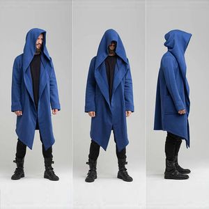 Men's Hoodies Sweatshirts PARKLEES Long Cardigan Cloak Coat Men Hooded Sweatshirts Black Hip Hop Mantle Hoodies Jacket Mantle Cloak Coats Harajuku Outwear 230812