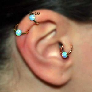 Nose Rings Studs Fashion Nose Ring Retro Gold Round Imitation Opal Beads Ear Nostril Hoop Body Piercing Jewelry