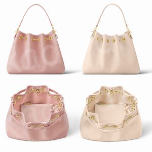 Summer Bundle Handbag Drawstring Model Gradient Shades Crossbody Embossed Supple Leather Tote Gold-Color Hardware Women Shoulder Bag Removable Zipped Pouch