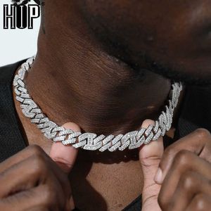 Hip Hop 14mm 2 Row Heavy Prong Baguette Curb Zinciri Buzlu Kutu Tokalı Bakır AAA+ Kübik Zirkonya Erkek Mücevherat