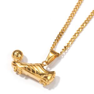 Hip Hop Men Rapper Stainless steel pendant necklace rhinestone gold silver Football sneakers pendant jewelry night club Sweater Cuban chain 24inch 1719