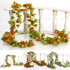 Flores decorativas 1.8m/2,3m/2,4m Artificial Silk Rose Flower Sunflower Vine Wreath Garland Plants for Wedding Home Garden Decoration Fake