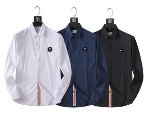 2023designer Light Luxury 가을 새로운 긴 슬리브 셔츠 남성 사업 캐주얼 격자 무늬 색상 대비 남자 단색 셔츠 m-3xl