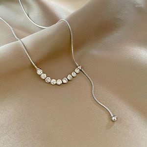 Collane a sospensione coreana Trendy Trendy Round Zircon Silver Color Color Collana Fashi