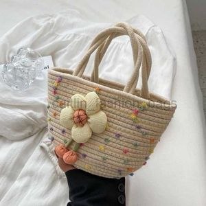 Strandtaschen gewebte Tasche für Frauen mit ländlicher Stil Baumwollhandtasche Internet Promi Pendeln Snacks Kosmetiklagertasche und Handgeschenk Caitlin_fashion_bags